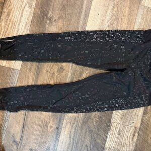 Athleta Black Leggings with Colorful Dots